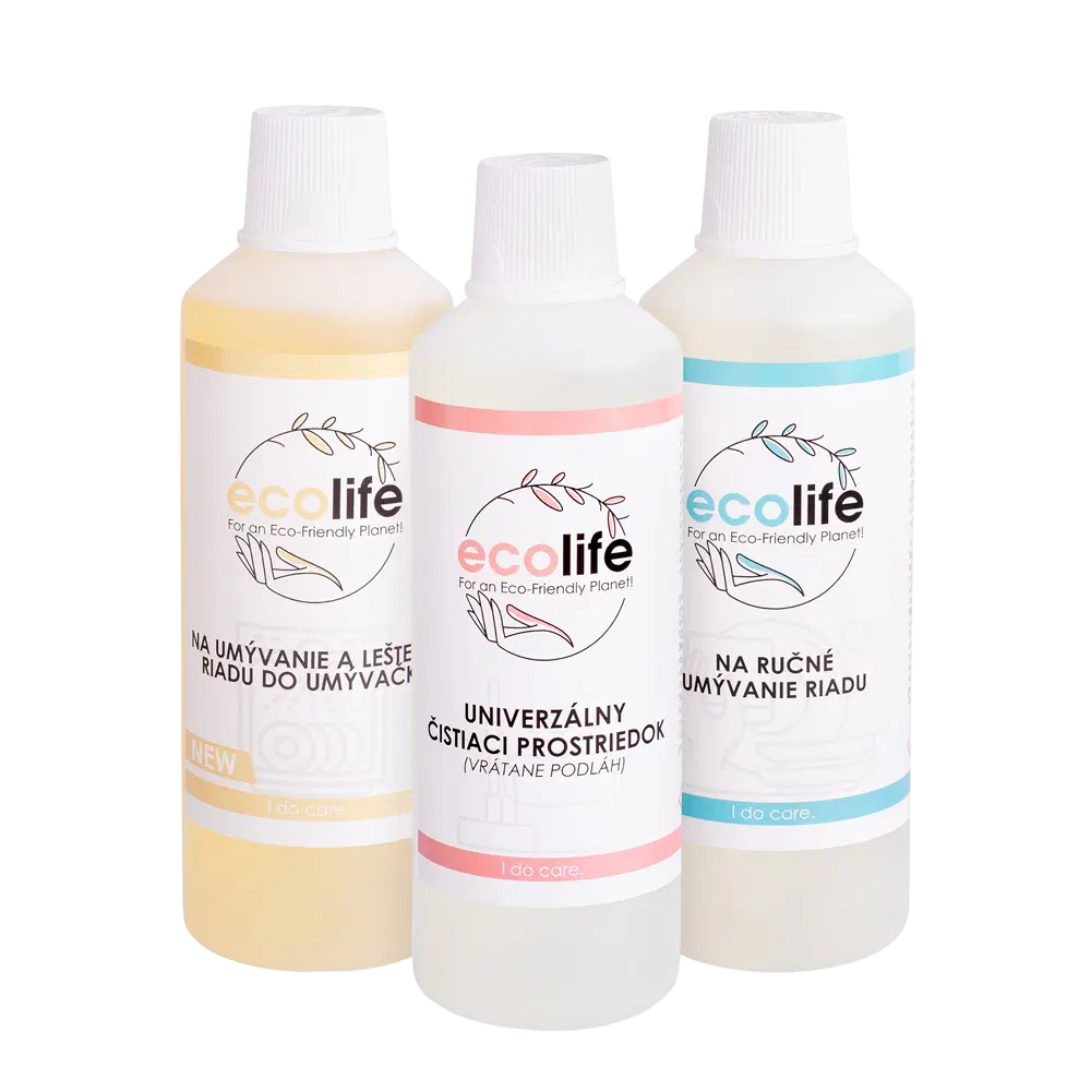 EcoLife Pachet de test pentru bucătărie – detergent de vase, soluție universală și gel pentru mașina de spălat vase