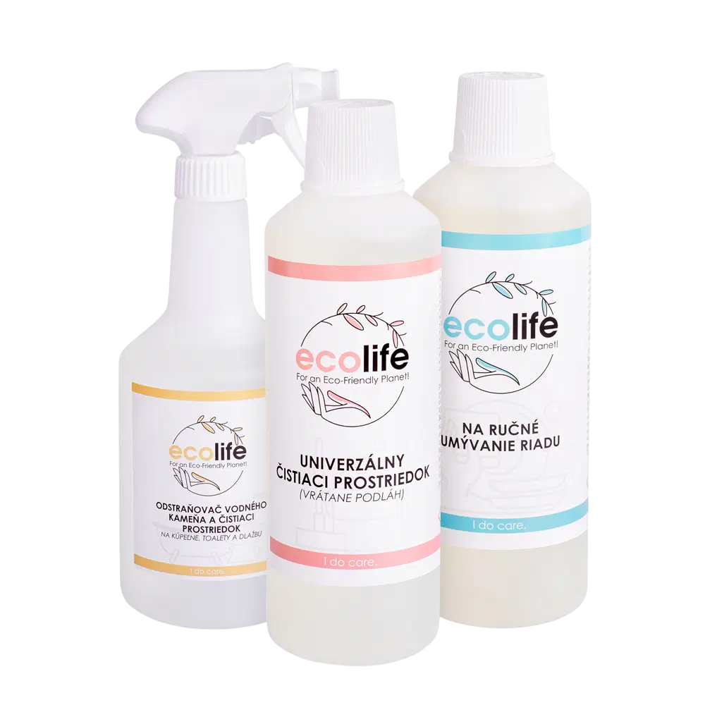 EcoLife Pachet de test II – detergent de vase, soluție universală și soluție anticalcar
