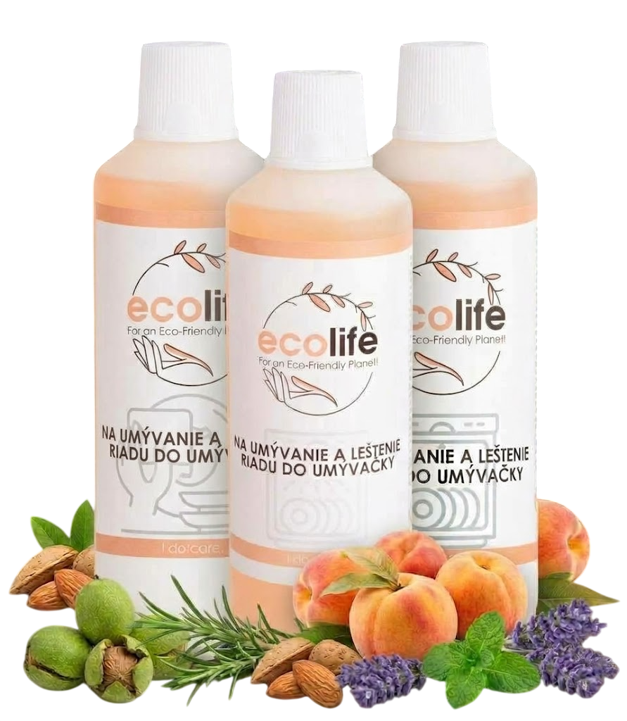 EcoLife TRIO SMART – Gel 2 în 1 pentru mașina de spălat vase cu agent de clătire (3×1 l)